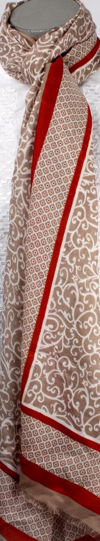 Soft brushed warm winter printed fashion  scarf beige Style: SC/4263BGE image 0